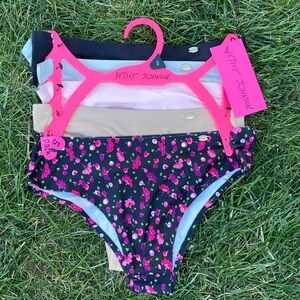 Betsey Johnson Hipster Cheeky Underwear 5 Pack Panty Set Lingerie Floral Bikini